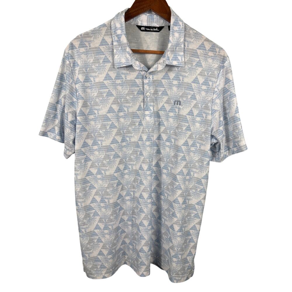 Travis Matthew Men Large Palm Tree Geometric Short Sleeve Golf Performance Shirt